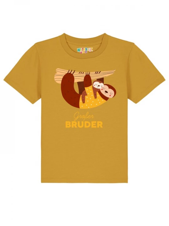 Foto van product watabout.kids Shirt 'Faultier Großer Bruder' bruin / kastanjebruin / mosterd / curry