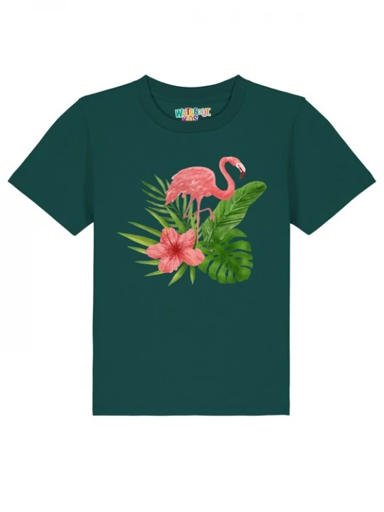 Foto van product watabout.kids Shirt 'Flamingo' groen / donkergroen / pink