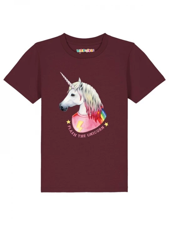 Foto van product watabout.kids Shirt 'Flash the unicorn' rosa / rood / bordeaux / wit