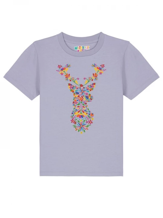Foto van product watabout.kids Shirt 'Floral Deer' blauw / geel / sering / oranje