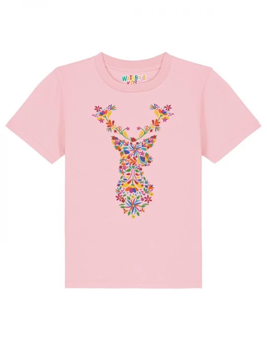 Foto van product watabout.kids Shirt 'Floral Deer' blauw / groen / pink / rosa