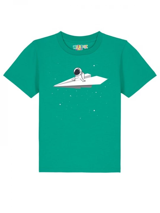 Foto van product watabout.kids Shirt 'Fly Me To The Moon' rookgrijs / grasgroen / wit