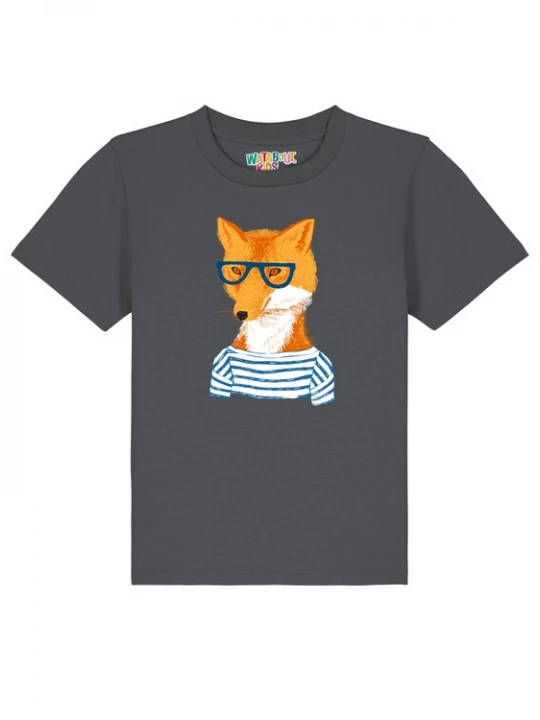 Foto van product watabout.kids Shirt 'Fuchs' blauw / antraciet / oranje / wit