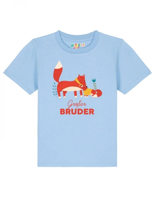 Foto van product watabout.kids Shirt 'Fuchs Großer Bruder' lichtblauw / mandarijn / roestrood / wit