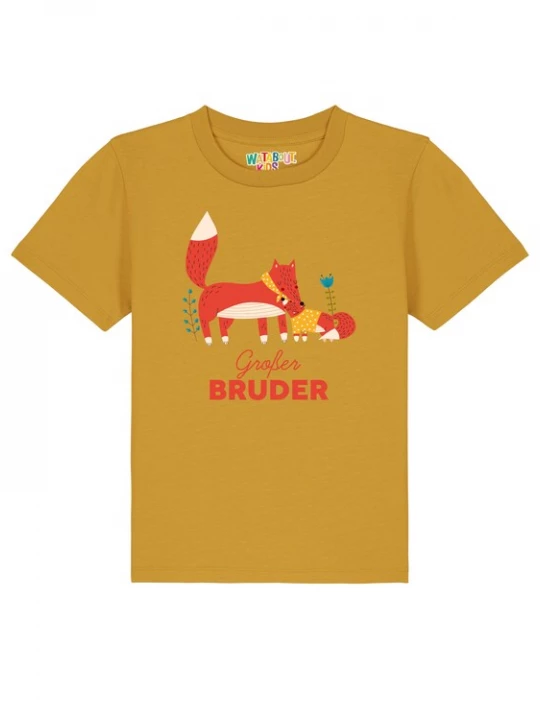 Foto van product watabout.kids Shirt 'Fuchs Großer Bruder' oker / groen / watermeloen rood / wit