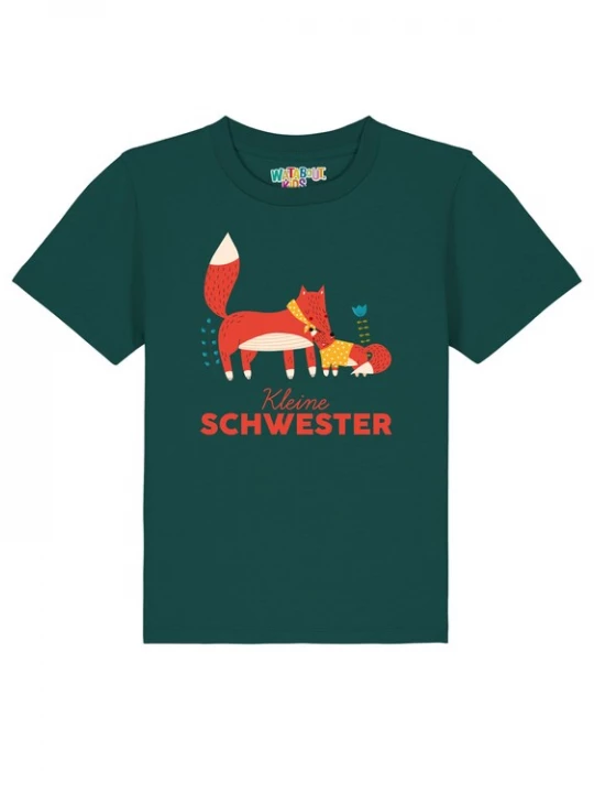 Foto van product watabout.kids Shirt 'Fuchs Kleine Schwester' donkergroen / donkeroranje