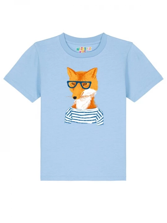 Foto van product watabout.kids Shirt 'Fuchs' lichtblauw / oranje / wit