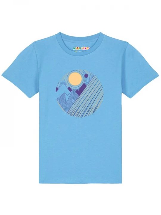 Foto van product watabout.kids Shirt 'Geometric Landscape 3' aqua / citroengeel / groen / lila