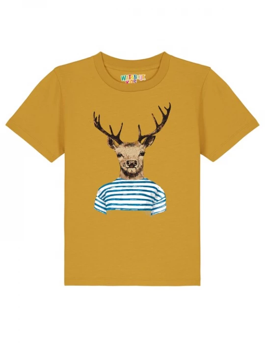 Foto van product watabout.kids Shirt 'Hirsch' oker / lichtbruin / zwart / wit