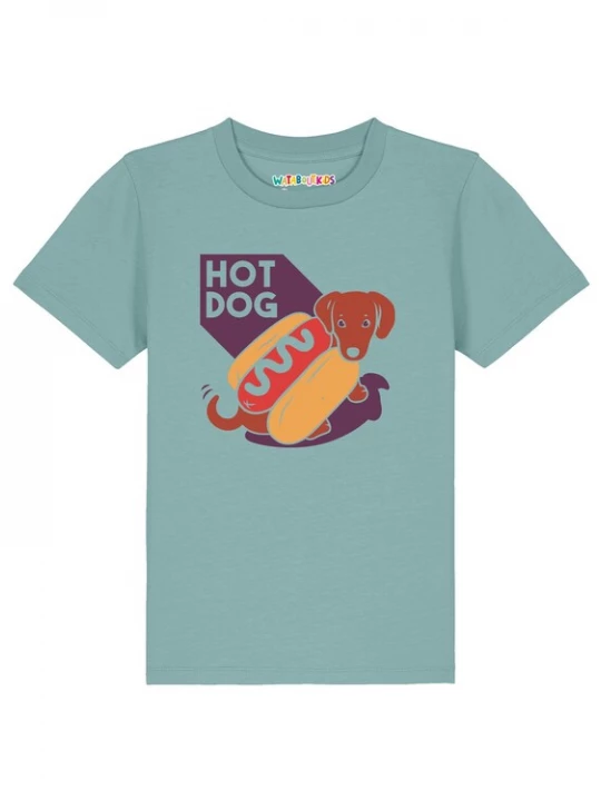 Foto van product watabout.kids Shirt 'Hot Dog' turquoise / geel / lila