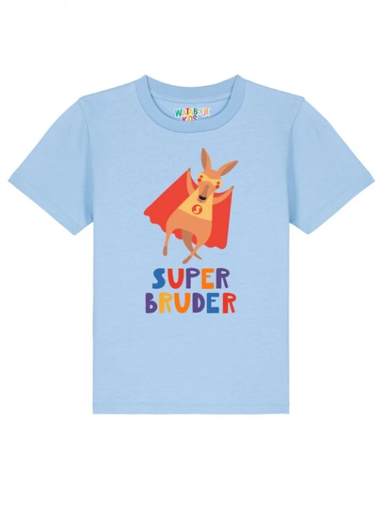 Foto van product watabout.kids Shirt 'Känguru Superbruder' lichtblauw / karamel / donkerlila / rood