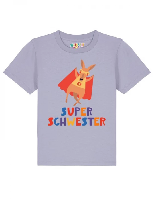 Foto van product watabout.kids Shirt 'Känguru Superschwester' blauw / curry / lavendel / donkerlila
