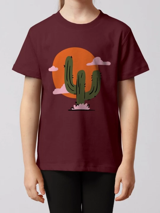 Foto van product watabout.kids Shirt 'Kaktus im Sonnenuntergang' donkergroen / donkeroranje / rosa / bordeaux