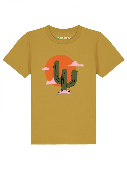 Foto van product watabout.kids Shirt 'Kaktus im Sonnenuntergang' oker / donkergroen / donkeroranje / rosa