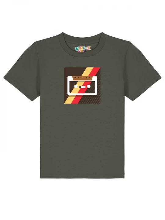 Foto van product watabout.kids Shirt 'Kassette' donkerbruin / kaki / rood / wit