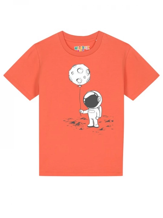 Foto van product watabout.kids Shirt 'Kleiner Astronaut mit Luftballon' lichtgrijs / koraal / zwart / wit