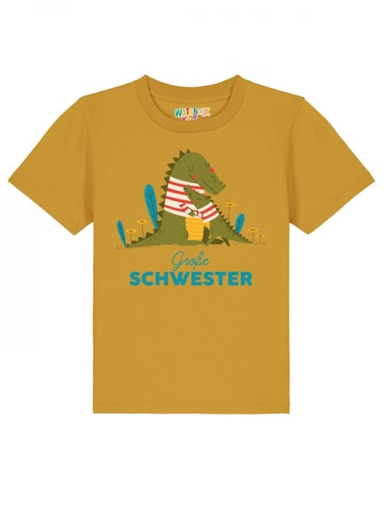 Foto van product watabout.kids Shirt 'Krokodil Große Schwester' oker / gemengde kleuren