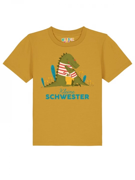 Foto van product watabout.kids Shirt 'Krokodil Kleine Schwester' oker / groen / petrol