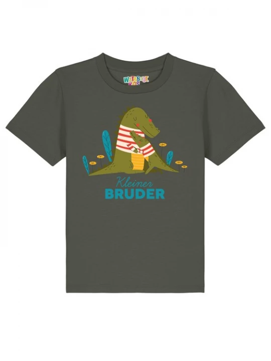 Foto van product watabout.kids Shirt 'Krokodil Kleiner Bruder' geel / groen / kaki / wit