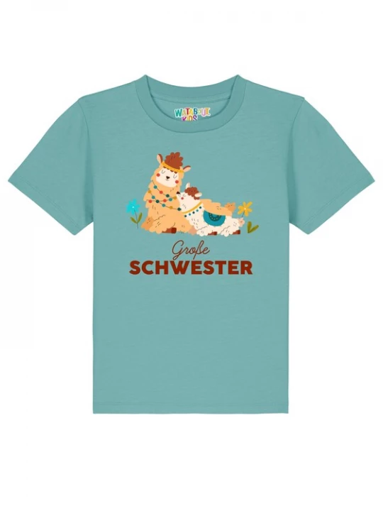 Foto van product watabout.kids Shirt 'Lama Große Schwester' turquoise / gemengde kleuren
