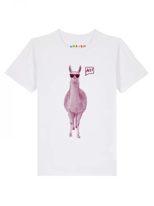 Foto van product watabout.kids Shirt 'Lama sagt Hi' lila / wit
