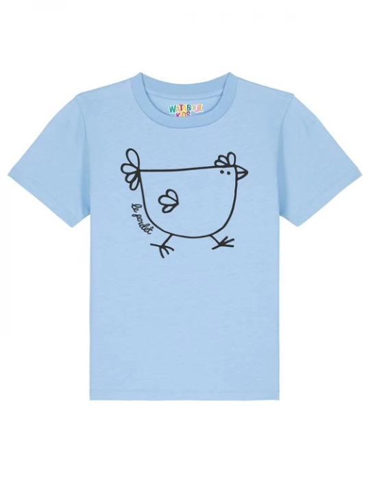 Foto van product watabout.kids Shirt 'Le Poulet - Das Huhn' duifblauw / zwart