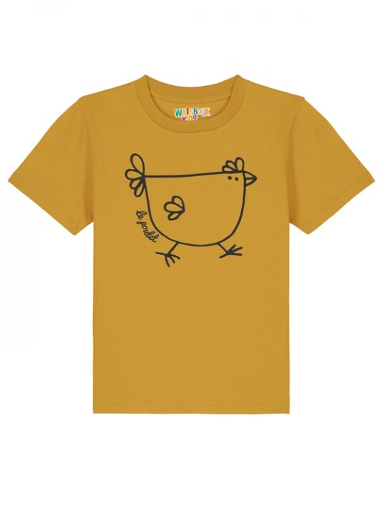 Foto van product watabout.kids Shirt 'Le Poulet - Das Huhn' geel gemêleerd / zwart
