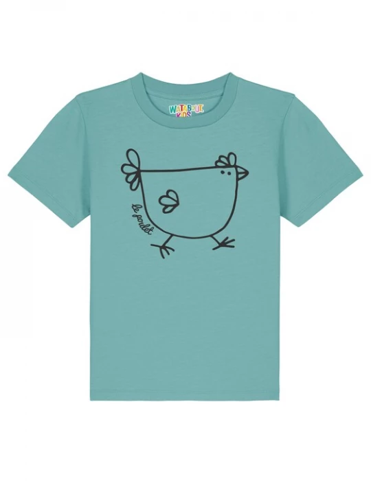 Foto van product watabout.kids Shirt 'Le poulet - das Huhn' turquoise / zwart