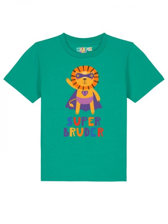 Foto van product watabout.kids Shirt 'Löwe Superbruder' blauw / smaragd / donkerlila / oranje