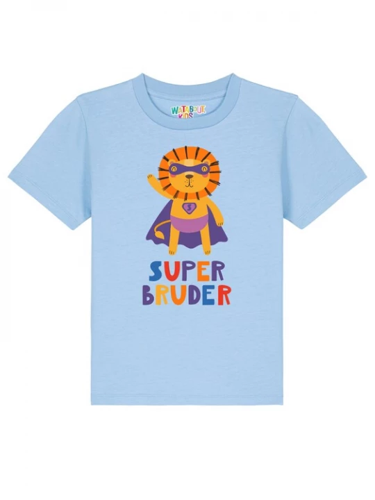 Foto van product watabout.kids Shirt 'Löwe Superbruder' royal blue / koningsblauw / lichtblauw / goudgeel / lichtlila