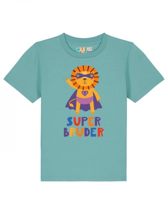 Foto van product watabout.kids Shirt 'Löwe Superbruder' turquoise / mosterd / lila / oranje