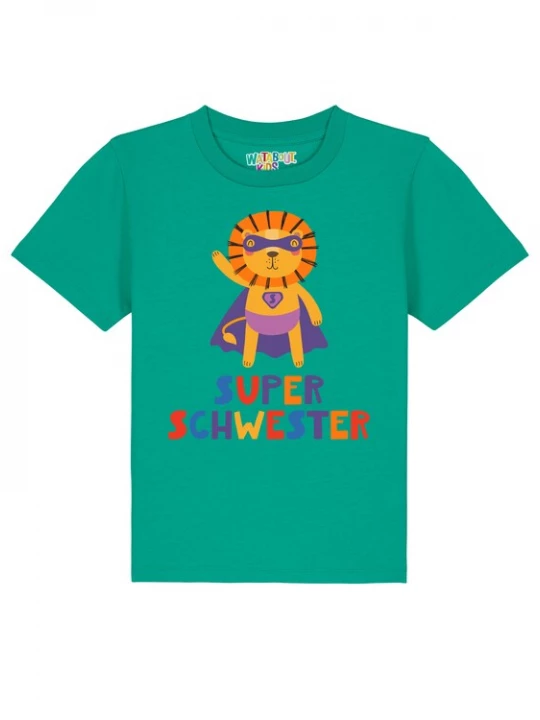 Foto van product watabout.kids Shirt 'Löwe Superschwester' blauw / grasgroen / lila / oranje