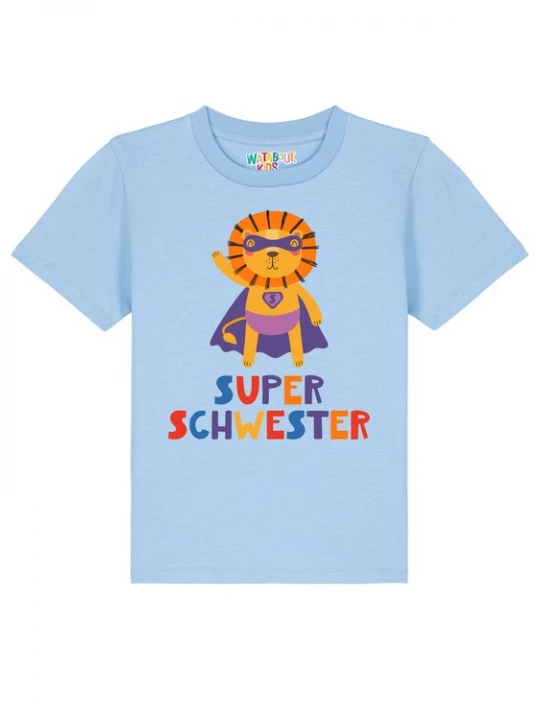 Foto van product watabout.kids Shirt 'Löwe Superschwester' lichtblauw / lila / oranje / donkeroranje