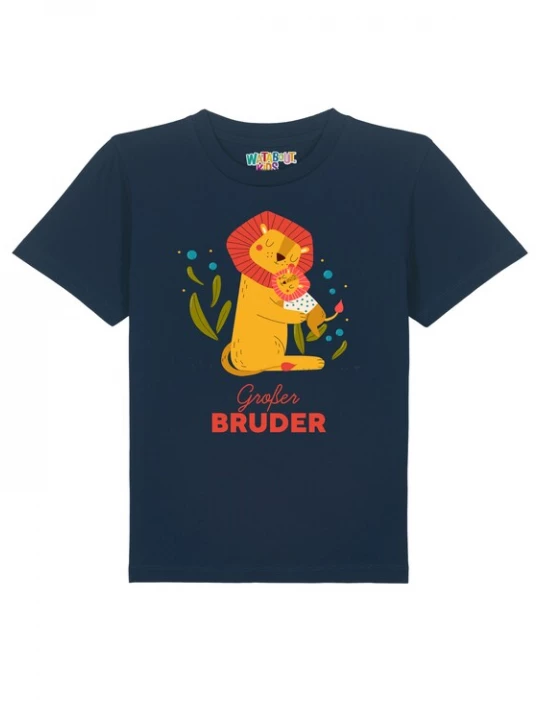 Foto van product watabout.kids Shirt 'Löwen Großer Bruder' navy / curry / rood / wit