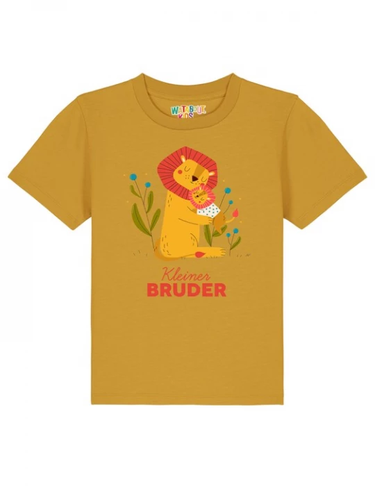 Foto van product watabout.kids Shirt 'Löwen Kleiner Bruder' mosterd / kiwi / oranje / vuurrood