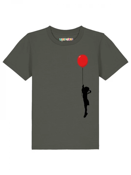 Foto van product watabout.kids Shirt 'Mädchen mit Luftballon' olijfgroen / rood / zwart