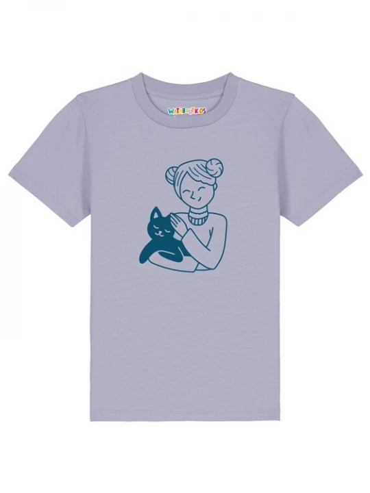 Foto van product watabout.kids Shirt 'Mädchen und Katze' blauw / sering