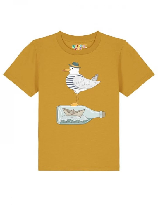 Foto van product watabout.kids Shirt 'Möwe mit Hut' donkerblauw / oker / grijs / wit
