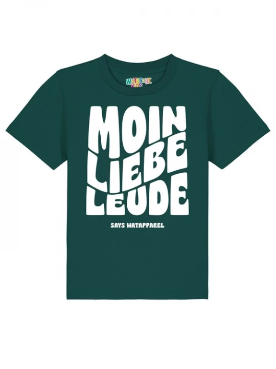 Foto van product watabout.kids Shirt 'Moin liebe Leude' donkergroen / wit