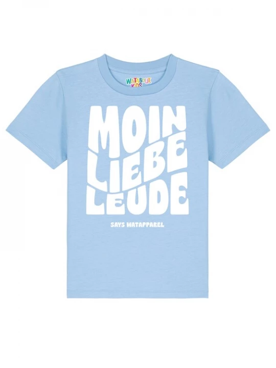 Foto van product watabout.kids Shirt 'Moin liebe Leude' lichtblauw / wit