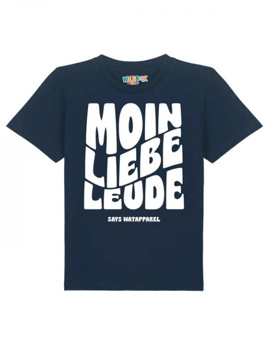 Foto van product watabout.kids Shirt 'Moin liebe Leude' navy / wit