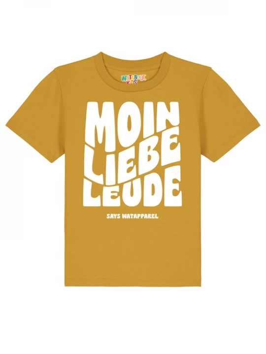 Foto van product watabout.kids Shirt 'Moin liebe Leude' oker / wit