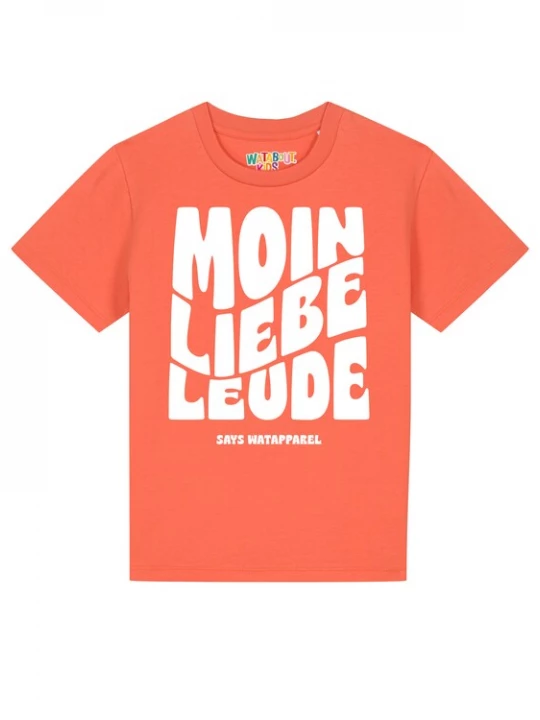 Foto van product watabout.kids Shirt 'Moin liebe Leude' oranje / wit