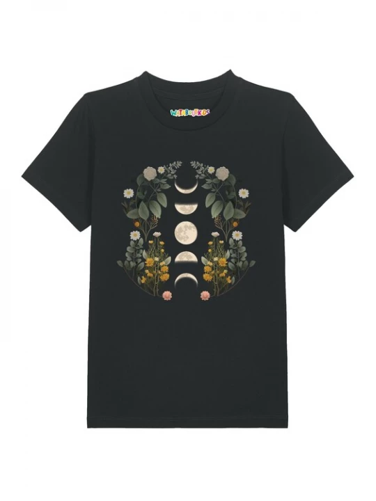 Foto van product watabout.kids Shirt 'Moonphases & Flowers' greige / zwart
