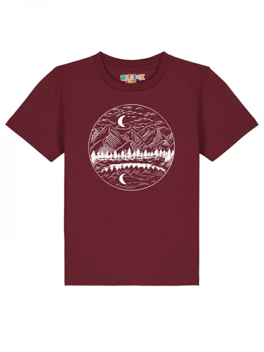 Foto van product watabout.kids Shirt 'Mountains By Night' bordeaux / wit