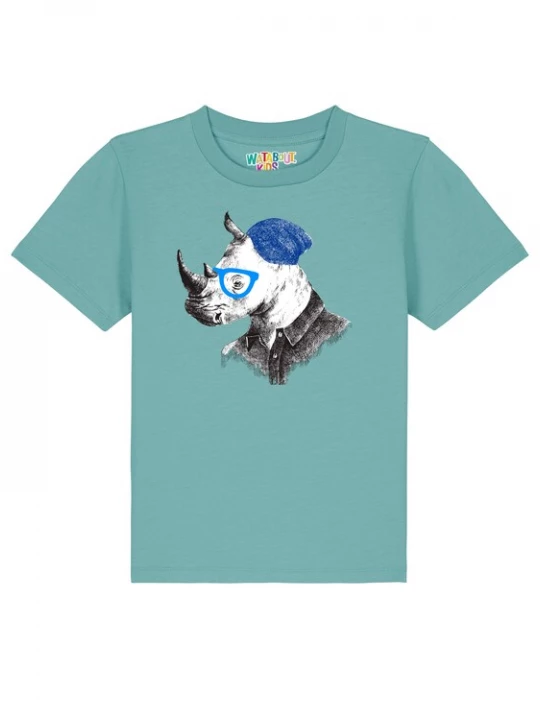 Foto van product watabout.kids Shirt 'Nashorn' royal blue / koningsblauw / cyaan blauw / zwart / wit