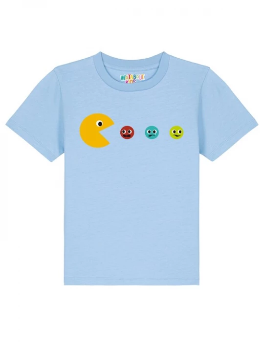 Foto van product watabout.kids Shirt 'Pacmännchen' lichtblauw / geel / rood / zwart