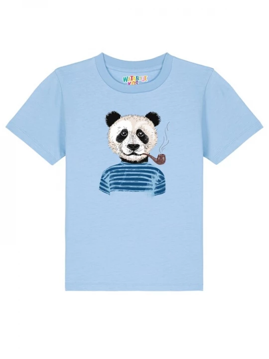 Foto van product watabout.kids Shirt 'Panda' lichtblauw / donkerblauw / zwart / wit
