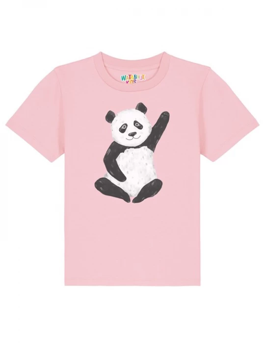 Foto van product watabout.kids Shirt 'Panda' lichtgrijs / rosa / zwart