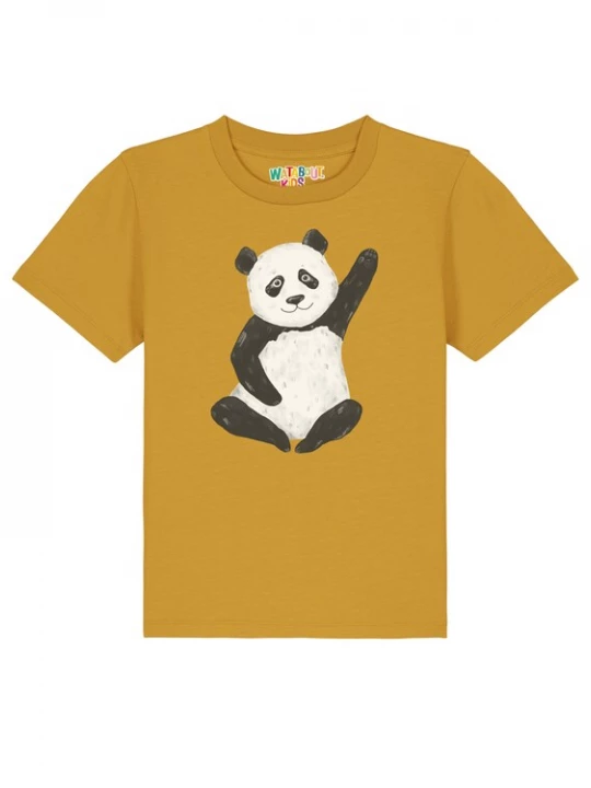 Foto van product watabout.kids Shirt 'Panda' mosterd / zwart / offwhite